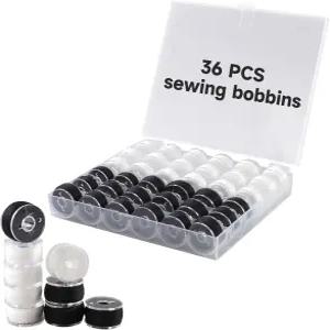 18화이트 18블랙 보빈 실 케이스 총 36개의 PCS 재봉틀 자수 및 적합한 크기 A 프리와인드 브라더 싱어