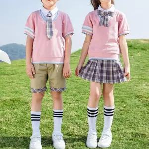 핑크조끼 하복 반팔세트 교복 유치원 어린이집 합창.