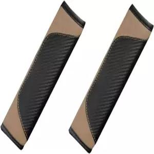2PCS 자동차 안전벨트 커버 탄소 섬유 어깨끈 패드가 호환되는 목과 어깨를 보호합니다 베이지