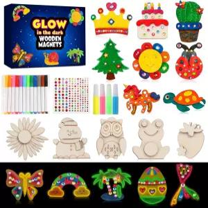 GWAHSA 30pcs DIY 나무 자석 어두운 예술 공예품 활동을 위한 페인팅 키트 파티에서 48세 남자 들을 생일