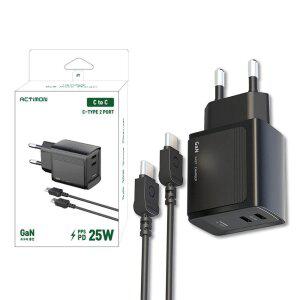 폰위드 GaN PD 25W 더블 C타입 초고속 듀얼 충전기 2포트 어댑터