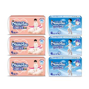 마미포코 슈퍼컴포트팬티 남아용 대형 44매, 3팩, 1개 + 썸머팬티 남아용 4단계 대형