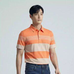 [PAT 남성] 싱글 스트라이프 패턴 카라 티셔츠_QK35133