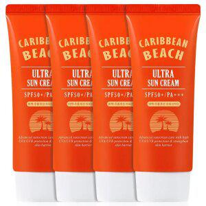 캐리비안비치 톤업 저자극 선크림 60ml 4개 대용량 자외선차단제 얼굴 바디 썬크림
