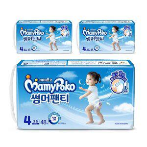 마미포코 썸머팬티 여아용, 4단계, 대형, 48매, 3팩, 1개