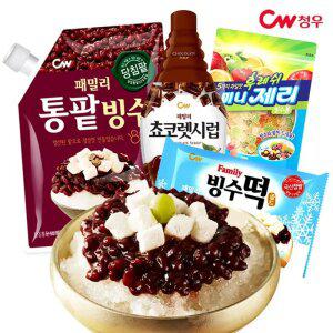 청우 팥빙수 4종세트(빙수팥+초코시럽+제리+빙수떡)