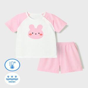 유니프랜드 핑크래빗 쿨메쉬 5부내의 아동 유아실내복 여름 간절기 상하세트