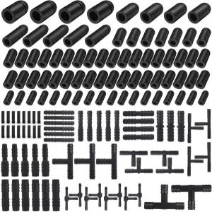 115PCS 나일론 진공 커넥터 모듬 플러그 호스 엔드 캡 모음 키트 블랙