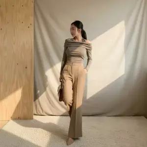 [하프클럽/옷자락]여성 기본 핀턱 트임 부츠컷 슬랙스 면바지 정장바지