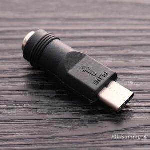1PC DC 전원 변환 어댑터 5.5x2.1mm 암커넥터 USB C타입 수 커넥터로