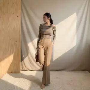 여성 기본 핀턱 트임 부츠컷 슬랙스 면바지 정장바지
