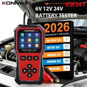 KONNWEI KW341 전문 자동차 오토바이 배터리 테스터 6V 12V 고장 데이터 인쇄 시동 스캔 도구