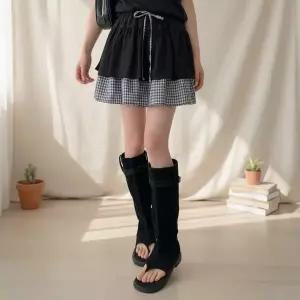 [신세계라이브쇼핑][옷자락] 여성용 체크 패턴 레이어드 캉캉 미니스커트