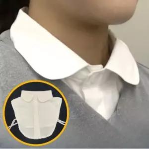 [하프클럽/]화이트 라운드넥 쉬폰 레이어드 셔츠 여성용