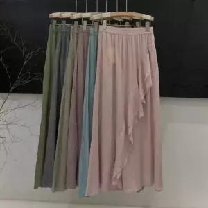 솜브레로스 치마 여성용 여름 시폰 사선 플리츠 하늘하늘 쉬폰 스크래치 빅 모시 DOS2