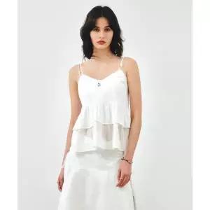 몽돌 MONGDOL 비즈 스트랩 나시 블라우스 화이트 MDBL007WHITE 400806