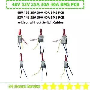 48V 52V 13S 14S 25A 30A 40A 25Ah 30Ah 40Ah BMS PCB 리튬 이온 배터리 팩 BMS PCB 스위치 포함 OR 스위치