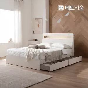 [베드리움] NEW 스마트메이트 편백 LED 수납침대 (Q) + NEW 노블아워 코어 서포트 유로탑