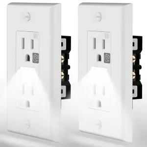 야간 조명 주간 LED 전기 콘센트 탬퍼 저항 TR 125V 15Am 2극 3선 흰색 2팩