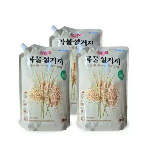 트리오 곡물설거지 우리현미 주방세제 리필 1.2L x 3개 기름때제거