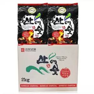 화성연료 산에숯 2kg 8봉 1박스/참숯/100% 순수 천연나무/전통방식 옛날숯가마에서 구운 참숯 삼겹살 캠핑