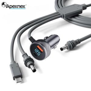 Starlink Mini 3-In-1 차량용 충전기 방수 연장 케이블 18AWG USB C용. 전압계 장착.