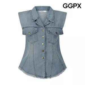 [GGPX] 스냅 데님 프린지 베스트 (GQ4VT010F)