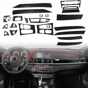 GXARTs 블랙 3D 탄소 섬유 자동차 인테리어 장식 키트 트림 스티커 BMW X5 E70 X6 E71 2008 2009 2010 2011