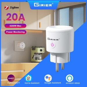호환 GIRIER 투야 와이파이 스마트 전원 플러그 ZigBee 20A 스마트 홈 콘센트 소켓 EU 4200W 전력 모니터 기능 알렉사 헤이 연동