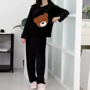 [하프클럽/]극세사 잠옷 상하복 빅베어 블랙 바지 수면복 명절 답례품 연말