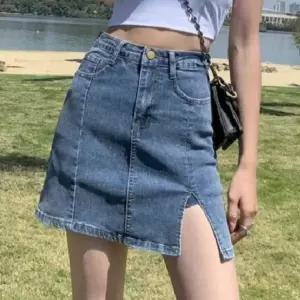 [하프클럽/]여성용 데일리 청 데님 스커트 A라인 트임 캐주얼 치마