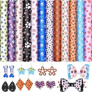 귀걸이 헤어 보우 DIY 공예품 다양한 색상을 위한 12개의 Paw 프린트 인조 가죽 시트 6.3 x 8.3 인치 동물