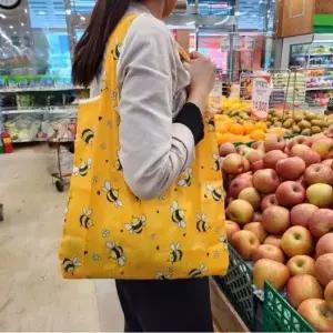 ( )장바구니 휴대용 접이식 포켓장바구니 꿀벌 미니장바구니 시장가방