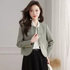 봄 여성 울 트위드풍 짜임 코트 라운드넥 인기 슬림핏 숏 SPO마켓1