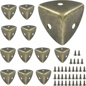 2개 상자 모서리 보호대 인치 25mm 금속 삼각형 청동 나무 케이스 트렁크 테이블 캐비닛용 나사로 가장자리