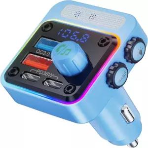 4포트 고속 충전이 가능한 Nulaxy 54W Bluetooth 53 자동차 어댑터 충전기 [PD 36W 및 QC30 8W] 딥 베이스 플레이어가 있는 무선 라디오 FM 송신기