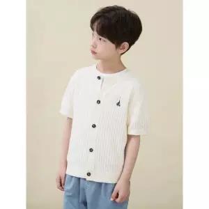 빈폴 키즈 솔솔니트 반소매 면 크로쉐 라운드 가디건 카디건 아이보리 BI645AU010 402023