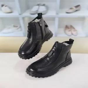 소가죽 통굽 양털안감 여성 앵클 부츠 4cm CDMD500962