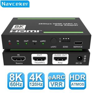 Navceke 4K 120Hz HDMI 2.1 eARC 오디오 추출기 48 Gbps 분배기 플스호환 xbox호환 X Sonos Soundbar 용 8K