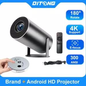 빔프로젝터 DITONG HY300 플러스 영화 게임 미니 4K 시어터 와이파이 비디오 EU 콘센트