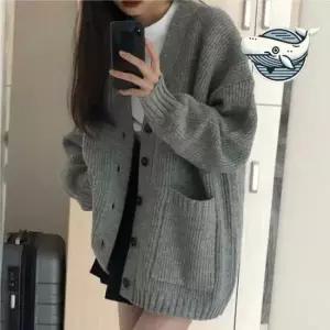 아가일니트가디건 따뜻한 간절기 니트 가디건 포켓 브이넥 루즈핏