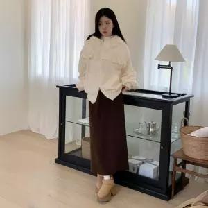 여성 루즈핏 프릴 기모 후드 집업 투웨이 후디 본딩