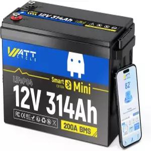 WattCycle 2V 34Ah 미니 LiFePO4 배터리(블루투스 50 200A BMS 40kWh 에너지 IP65 방수 5000 사이클 RV