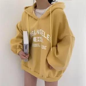 옐로우 로스앤젤레스 레터링 오버핏 후드티