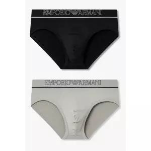 매장정품 EMPORIO ARMANI UNDERWEAR 엠포리오 아르마니 언더웨어 남성 아웃라인 로고 메쉬 브리프 2종SET(0