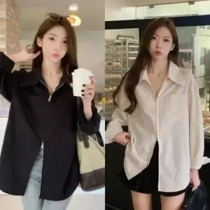 가방 가을 셔츠코디 여자 캐쥬얼 셔츠 롱셔츠 오버핏