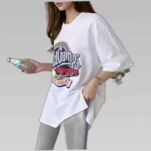 루즈핏 뱃걸 반팔 롱 티셔츠