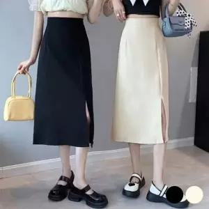 [하프클럽/]허리밴딩 앞트임 여성용 데일리 스커트