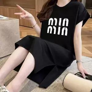 [하프클럽/]여성 여름용 루즈핏 반팔 레터링 롱 드레스