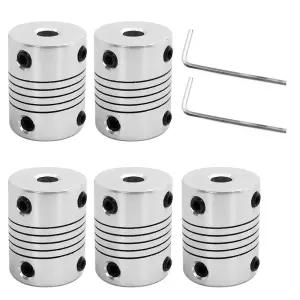 AFUNTA 5개 유연한 커플링 5mm NEMA 17 스테퍼 모터와 호환 소형 CNC 기계 및 3D 프린터 Prusa i3 또는